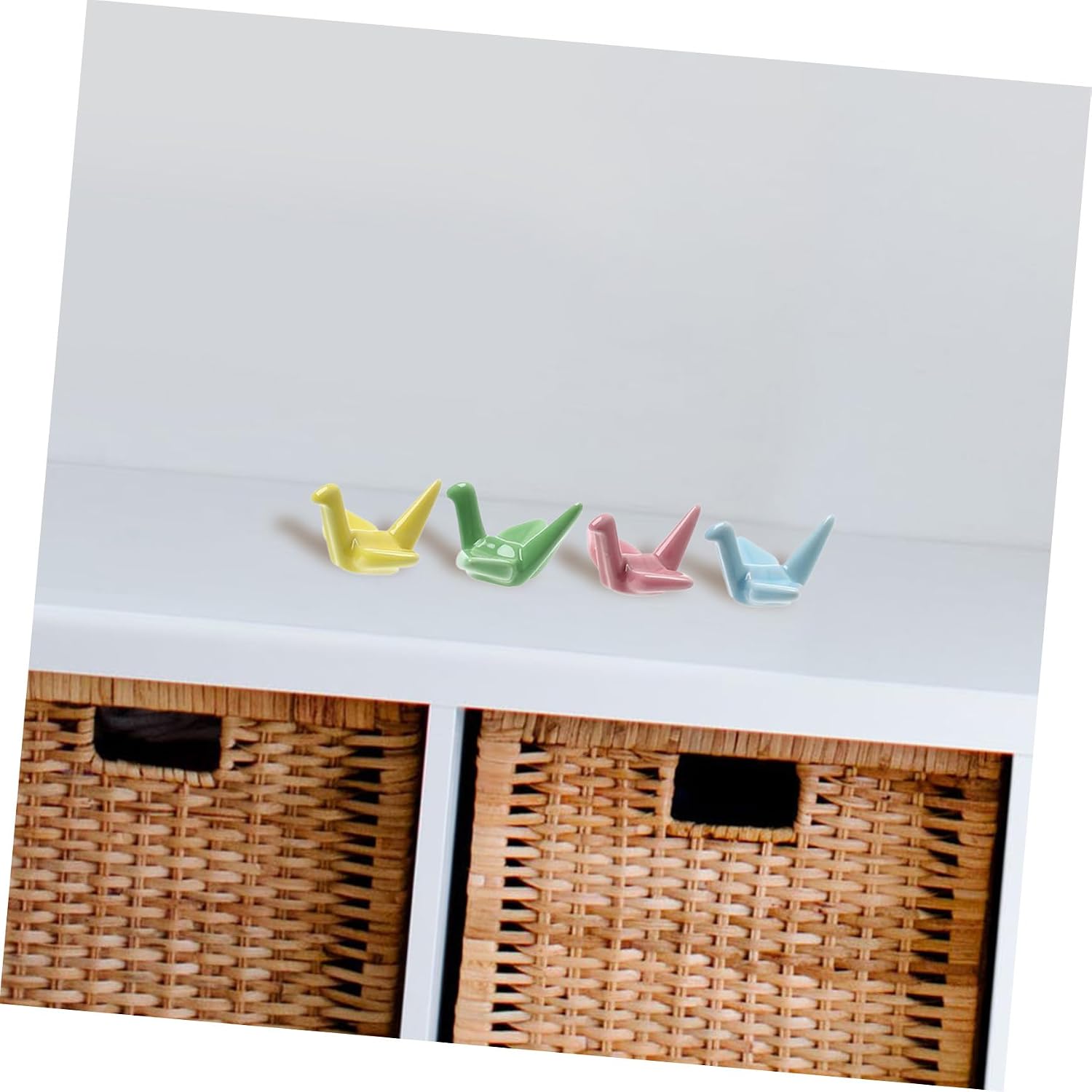 12pcs Japanese-style Ceramic Chopsticks Holder and Pen Stand Set Crane Design Spoon and Fork Rest for Dining Table Decoration