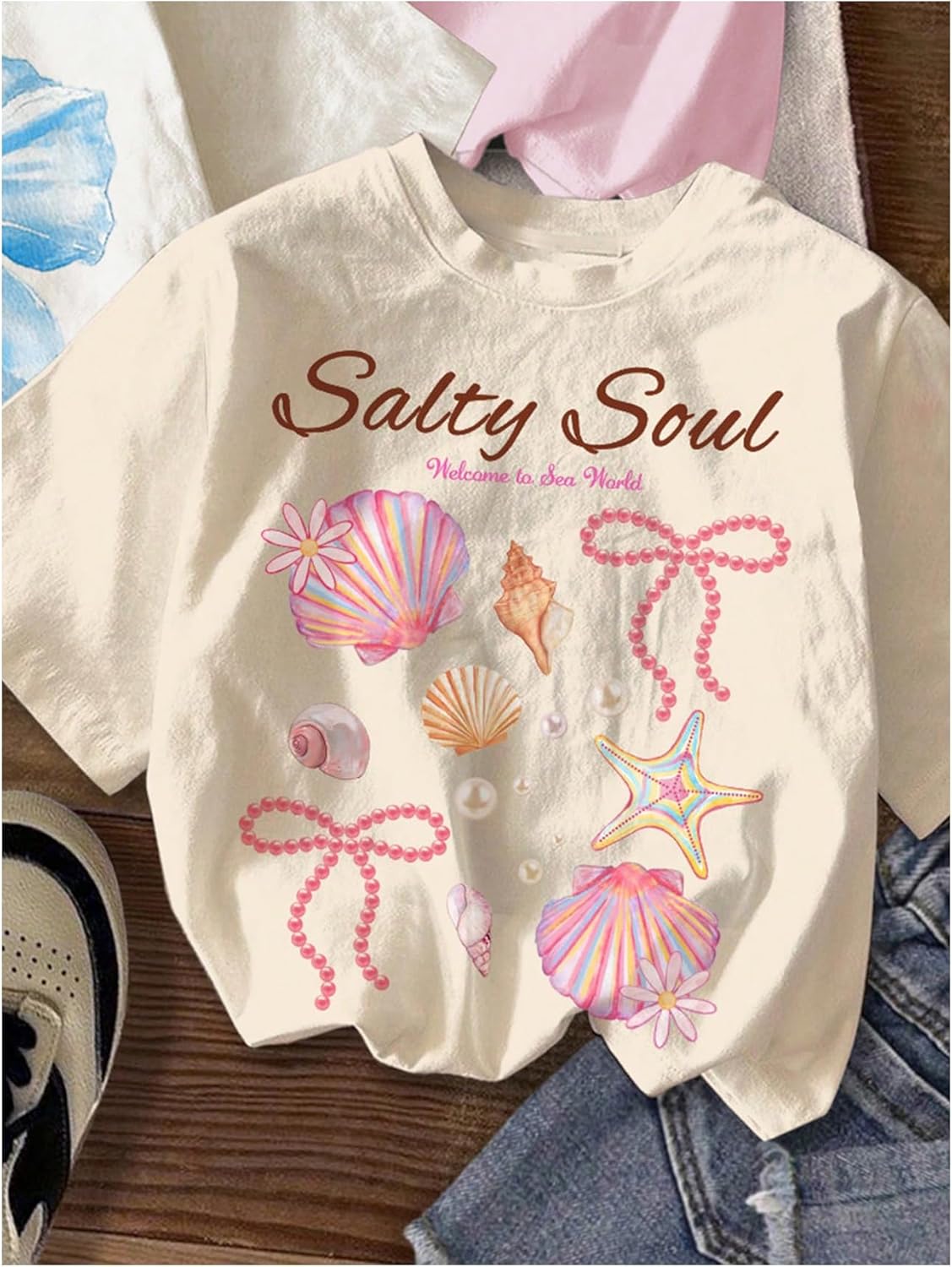 Girl's 3 Packs Star Butterfly Graphic Tees Crew Neck Short Sleeve T Shirt Casual Tops - Image 3