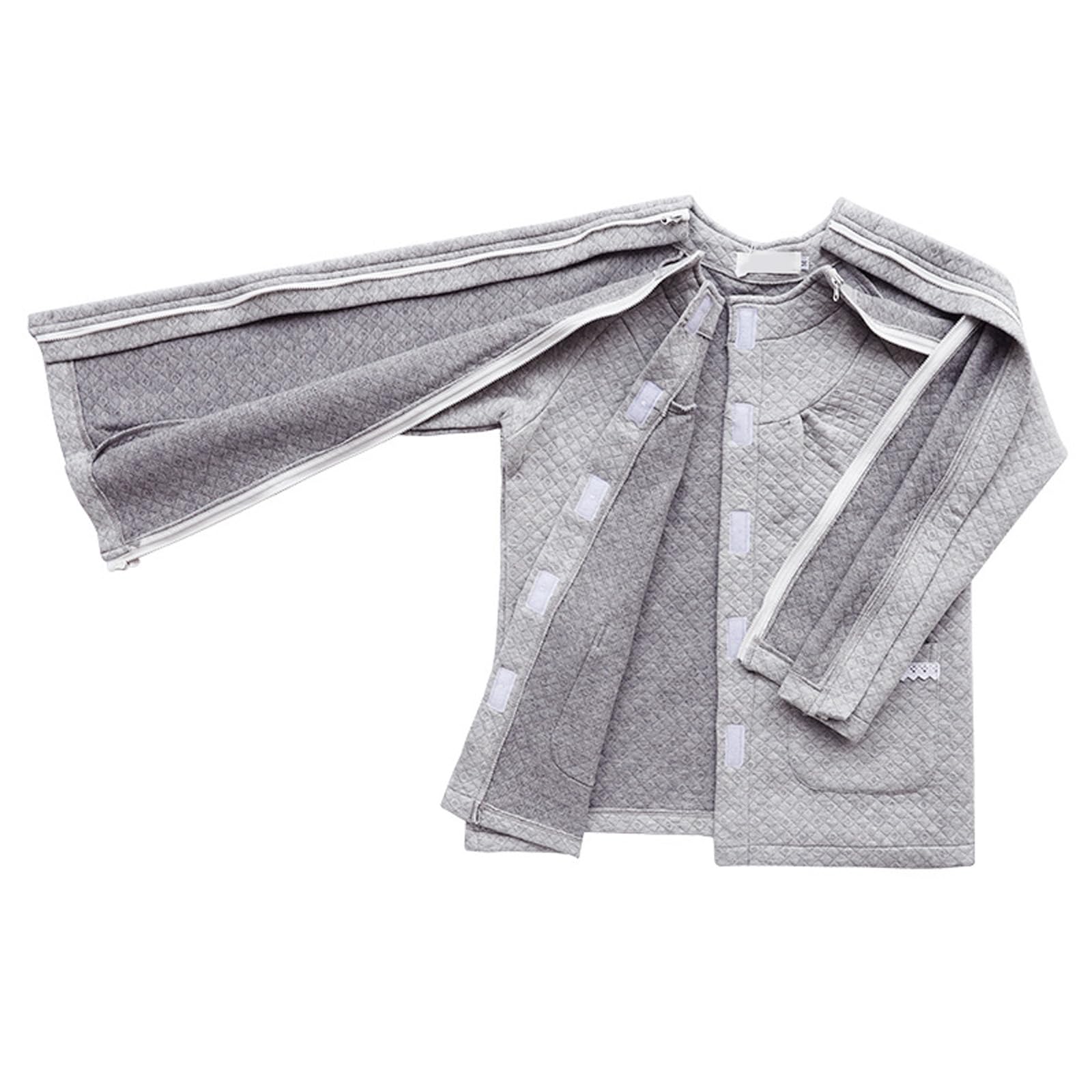 Ropa para el cuidado del paciente, Medical Patient Clothes Tear Away Pink Grey S-XXL(Grijs,Small)