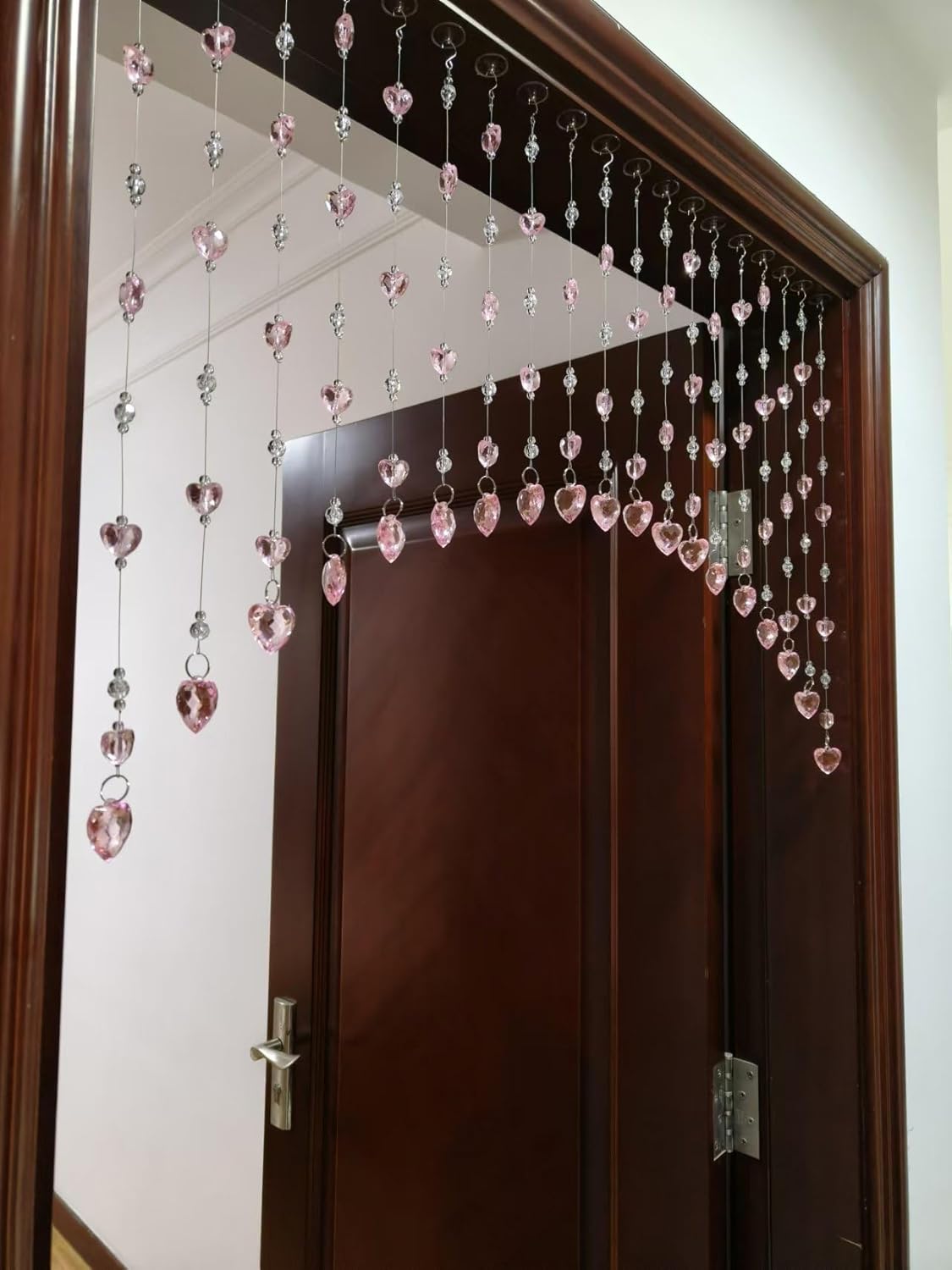 21 Strands Crystal Beaded Curtain for Windows or Doorways - Handmade Beaded Curtains,Pink Room Decor Aesthetic,Hanging Beads for Doorways