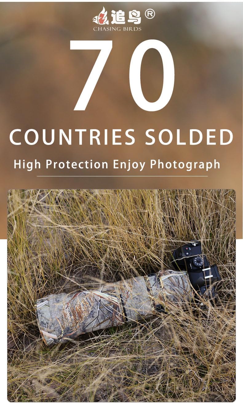 CHASING BIRDS Lens Camouflage Waterproof Coat for Olympus 100-400mm F5.0-6.3 is ED MSC Rainproof Lens Protective Cover Version IV (Forest Camouflage)