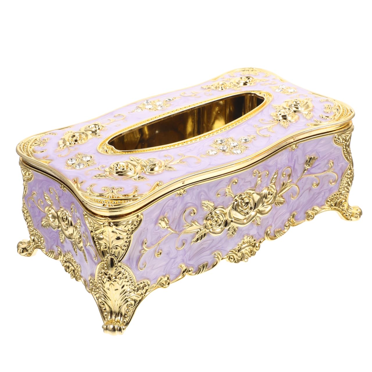 ABOOFAN Householder Tissue Box, European-Style Rectangular Tissue Dispenser Box in Floral Design, Large Napkin Holders for Dining Table Decoration, 23x9.5x12.5cm