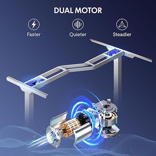 Miniatura 24 de FLEXISPOT Escritorio de esquina profesional con motor dual en forma de L, escritorio eléctrico de pie, escritorio de pie con altura ajustable, mesa