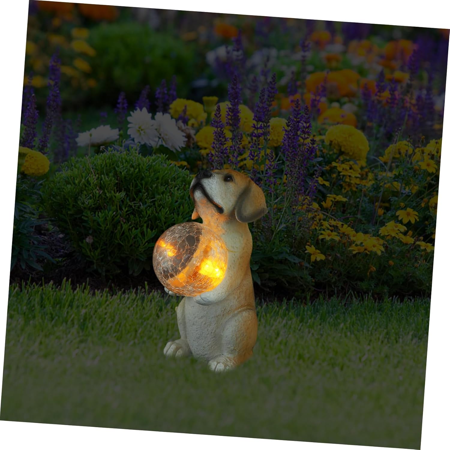 Hemoton Realistic Solar Light Dog Figurine Lifelike Outdoor Garden Decor for Lawn Patio and Charming Resin Statue for Dog and Unique Night Illumination