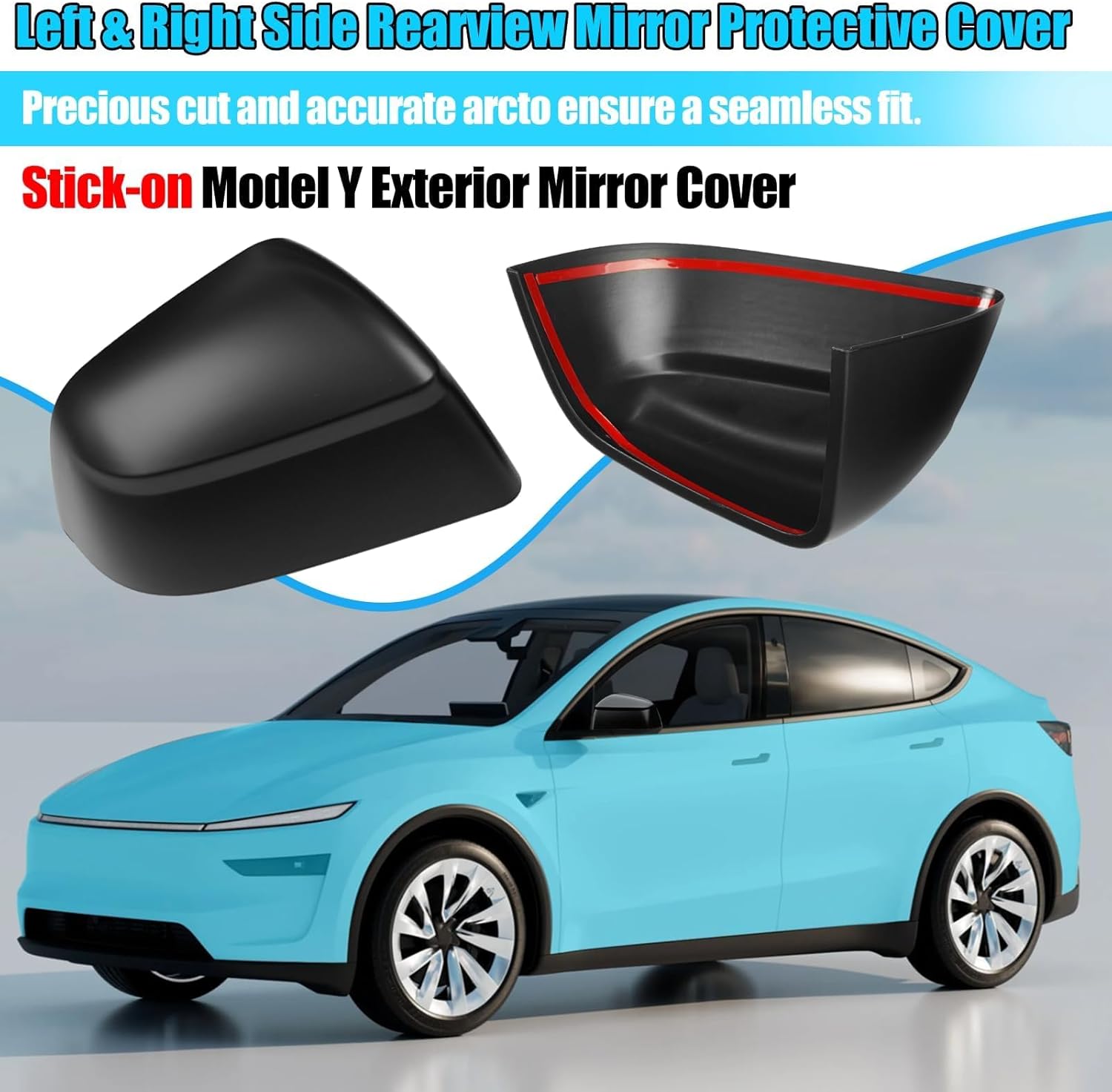 Compatible with Tesla Model Y Juniper Mirror Guard Covers 2025 2026, 2PCS Left Driver Right Passenger Side Rearview Mirror Protector Cap for Tesla Model Y Juniper Accessories (Matt Black)