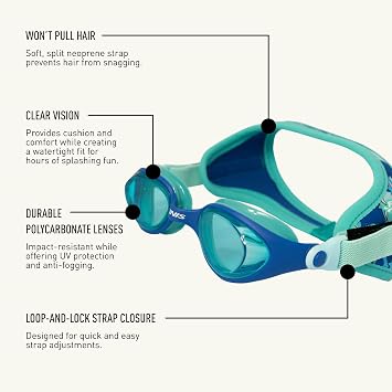 FINIS DragonFly Kids Swim Goggles - Ages 3-6, Adjustable Floating Strap, UV Protection, Anti-Fog