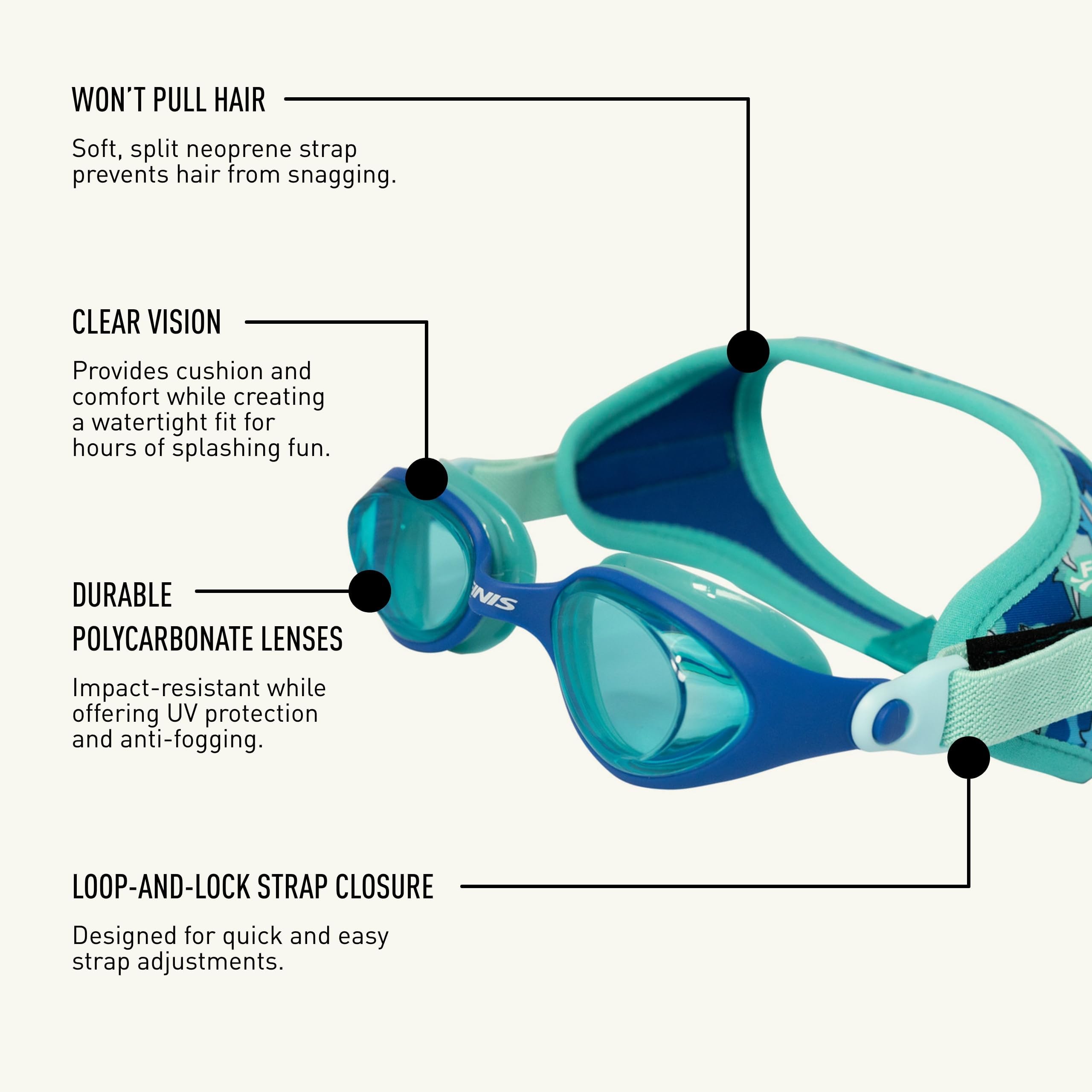 FINIS DragonFly Goggles Shark Camo, Clear, 6.5 inches (width) x 2.36 inches (length) x 5.7 inches (height) - Image 4