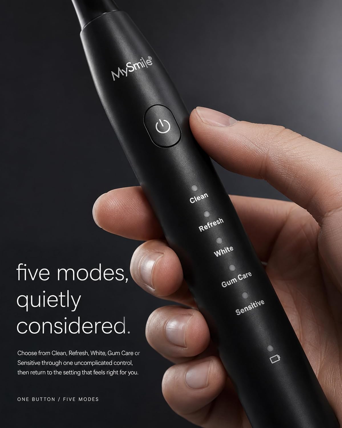 MySmile DY156 Rechargeable Electric Toothbrush, 3 Brush Heads, Black image 3