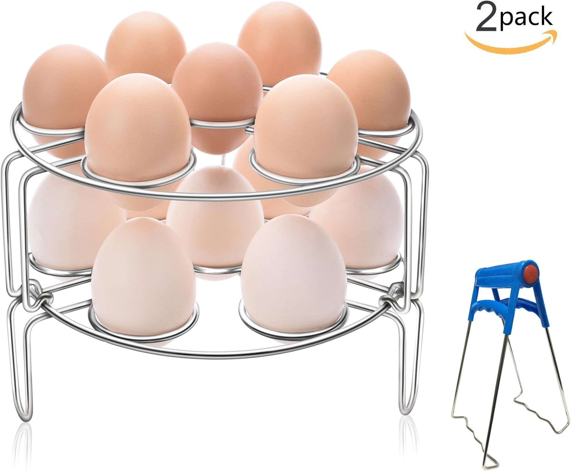 2-Pack Egg Steamer Rack Stainless Steel Kitchen Trivet Stackable Vegetable Steam Rack for Instant Pot And Pressure Cooker Accessories