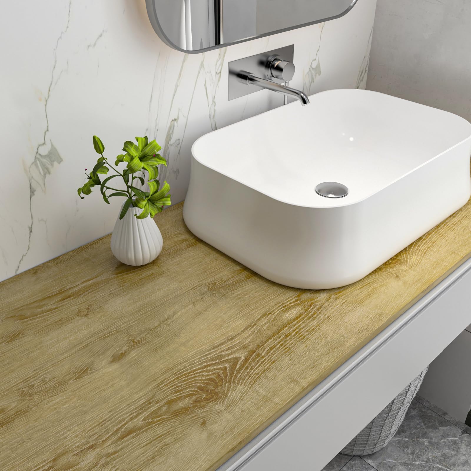 Stickyart Vinilo Adhesivo Muebles Efecto Madera Marrón 60cmX800cm Vinilo Adhesivo Muebles Vinilo Adhesivo Cocina Papel Pintado Pared Autoadhesivo Madera Impermeable Decoración de Paredes en Baño