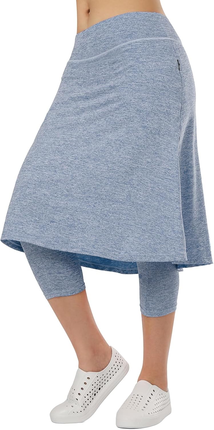 Women Athletic Knee Length Skirts with Leggings,Skorts Leggings&Skirted Capris Skorts for Women Yoga Pockets