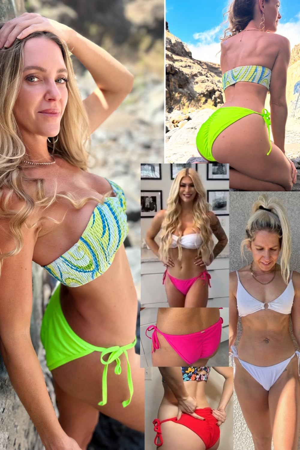 Zmart Women Tie Side Bikini Bottoms String Cheeky Bathing Suit Bottom Low Waist Ruched Scrunch Swimsuit Bottom - Image 5