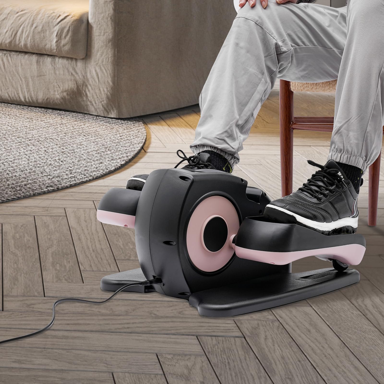 Elektrischer Ellipsentrainer mit Festen Fußmassagen, Ellipsen-Maschine Unter dem Schreibtisch für Senioren, Tragbare Trainer für Home Office mit Fernbedienung für Jugendliche und Erwachsene