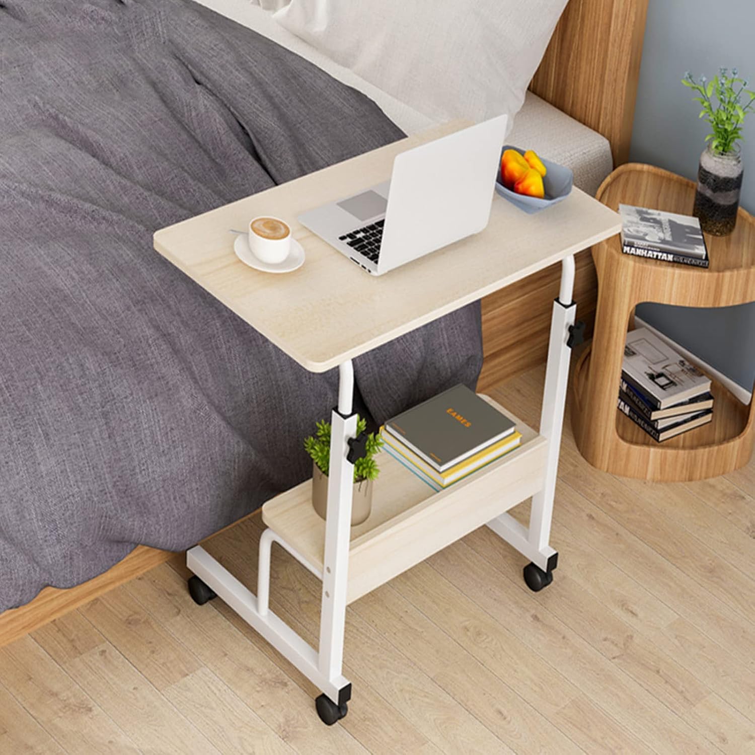 Amazon.co.jp パソコンデスク サイドテーブル キャスター ミニデスク ローテーブル ミニテーブル 昇降式テーブル 60/80×