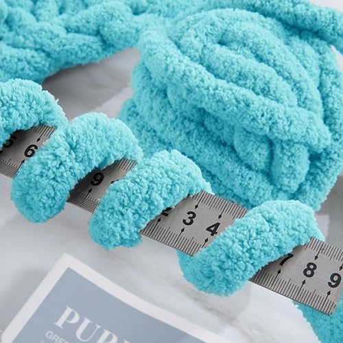 Vista 215 de HOMBYS Hilo de felpilla grueso y voluminoso para tejer a mano, hilo grueso y esponjoso para tejer a mano, hilo de felpa suave, paquete de 8