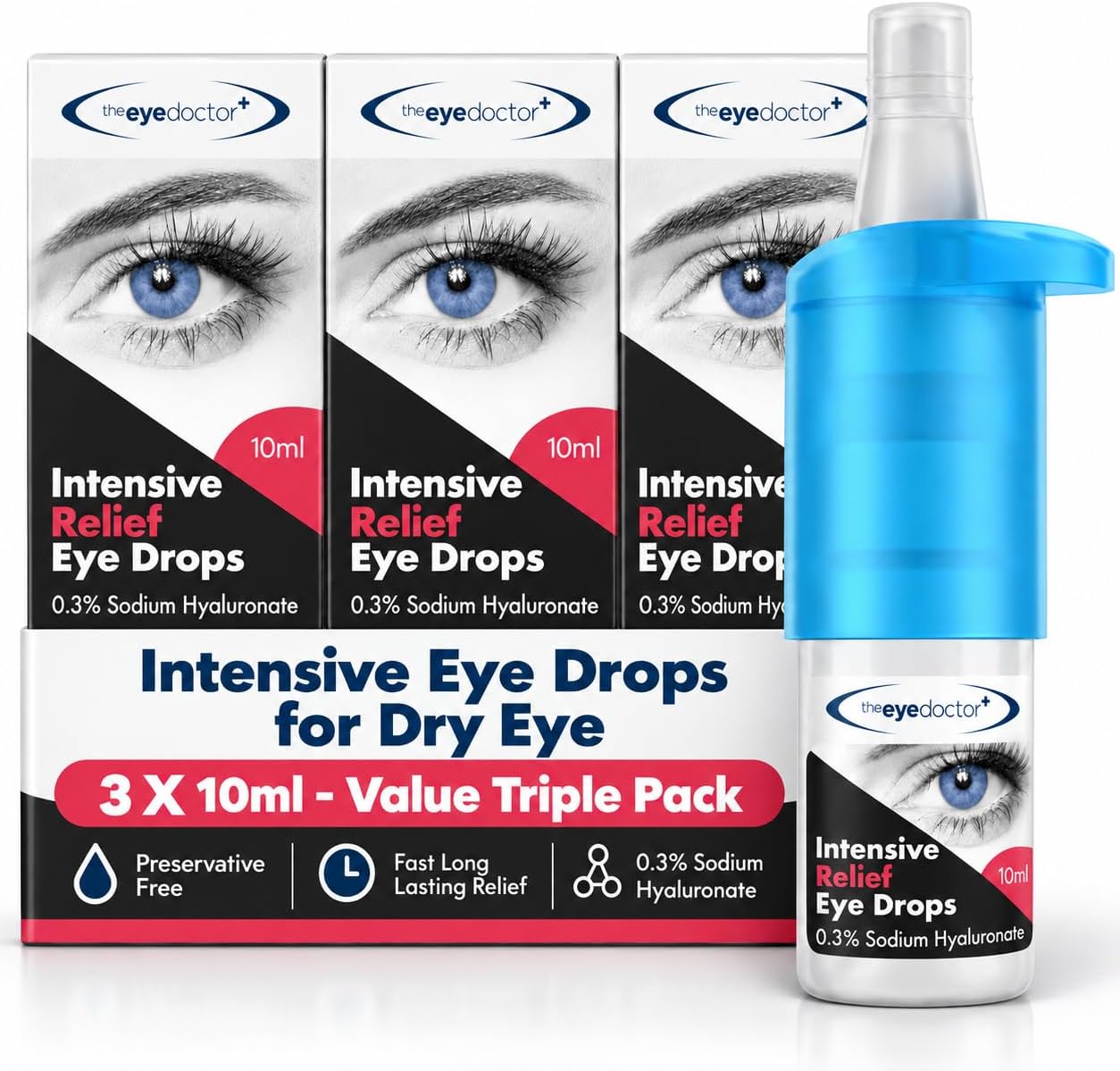 Eye Doctor Intensive Eye Drops for Dry Gritty Eyes, Triple Pack, 3 x 10ml