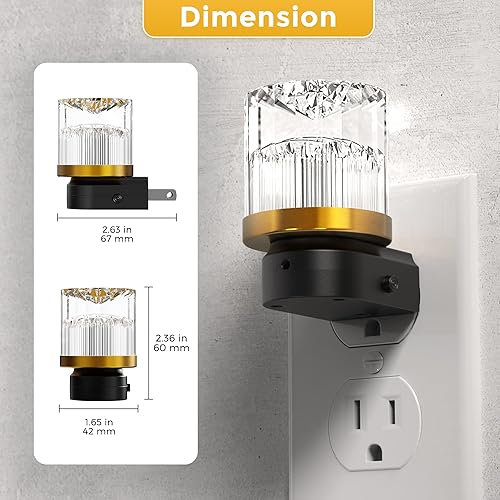 Miniatura 6 de L LOHAS LED Luz nocturna, paquete de 2 luces nocturnas enchufables a la pared, luz nocturna LED suave de 3000 K, sensor integrado del atardecer al