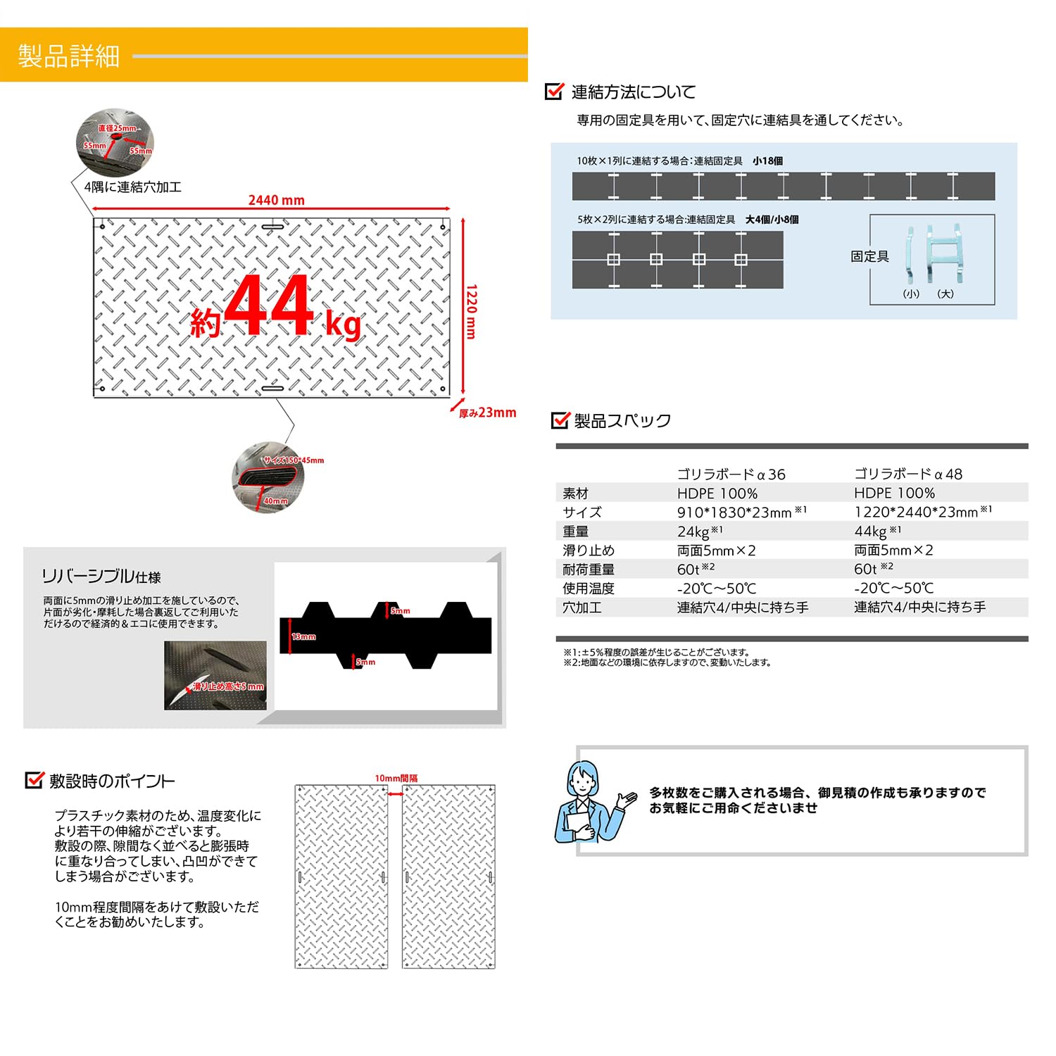 Amazon.co.jp: SUNGA 10枚セット プラスチック敷板 ゴリラボード α48 4 