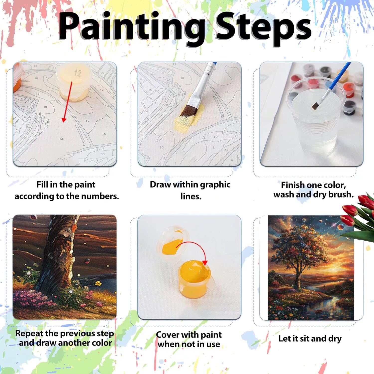 Pintar por Numeros Adultos pintar por numeros niños manualidades niños 10 años, DIY Pintar por Números de Pincel y Pintura acrílica Decoraciones para el Hogar Manualidades, sin Marco 60x80cm C-170
