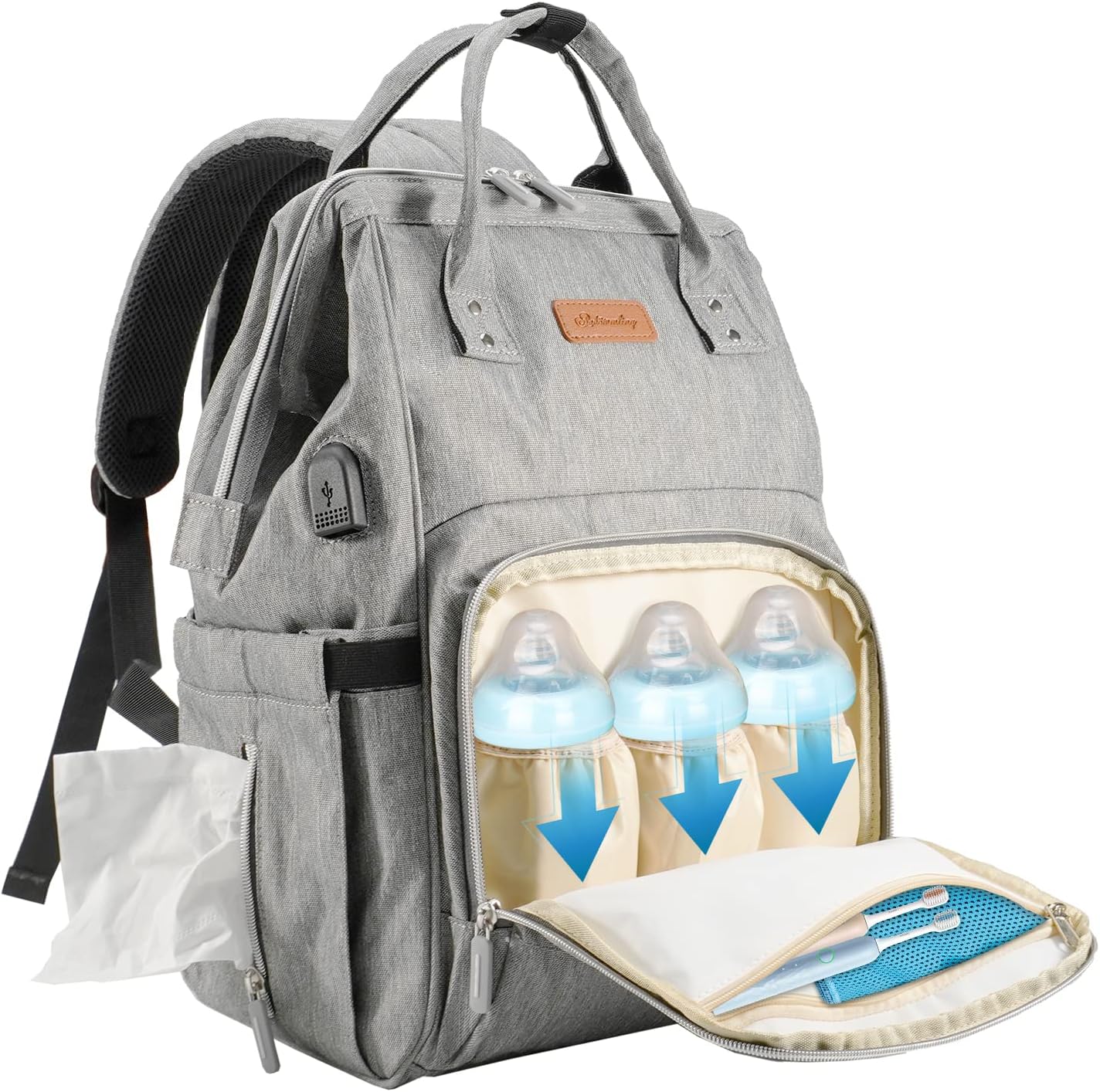 Twins Diaper Bag Backpack with Changing Station Large Girls