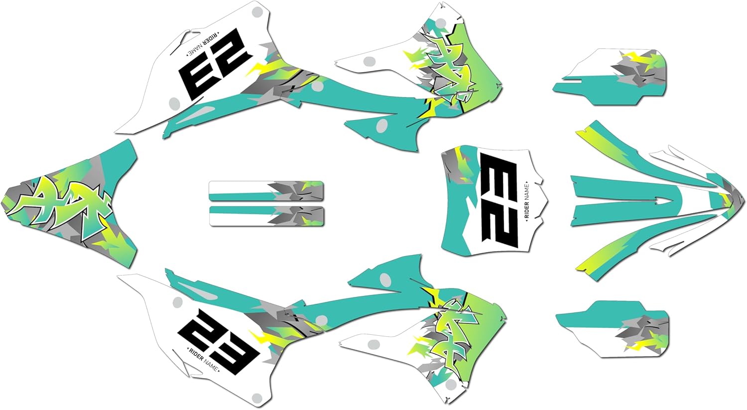 Graphics Kit for Kawasaki KX85 / KX112 (2022-2026) Throwback Series Green 16 Mil - On/Off the Road - Dirt Pit Bike Motorcycle Sticker, Dirtbike Racing Decal Motocross no-Plastics
