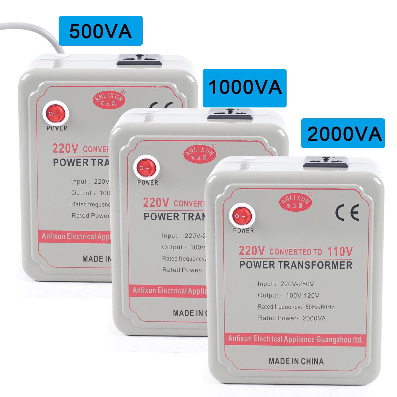 Transformador de tensión de 230 V a 110 V, convertidor de 2000 W para todos los dispositivos electrónicos y eléctricos (hasta potencia nominal)