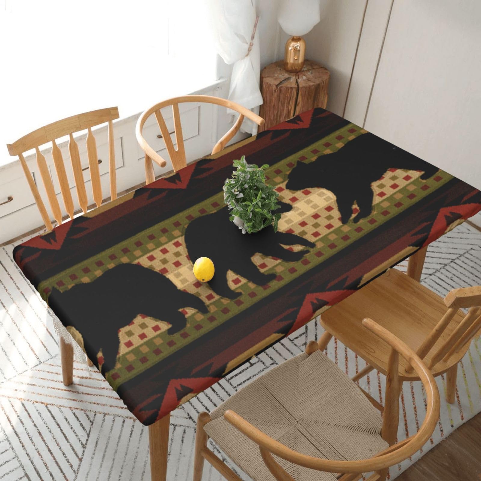 BNVSADC Bear Printed 5FT Tablecloth Polyester Kitchen Water Resistant Table Cloth Dining Table Decoration Table Covers, 152x76 CM