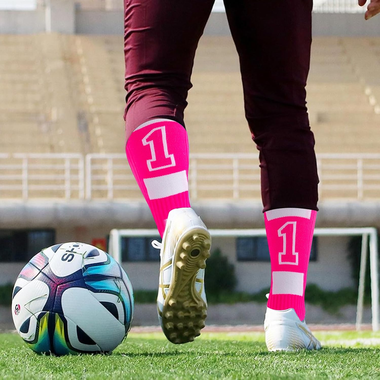Pink Football Socks - Number 11, Moisture - Wicking, USA - Designed for Athletes - Image 3