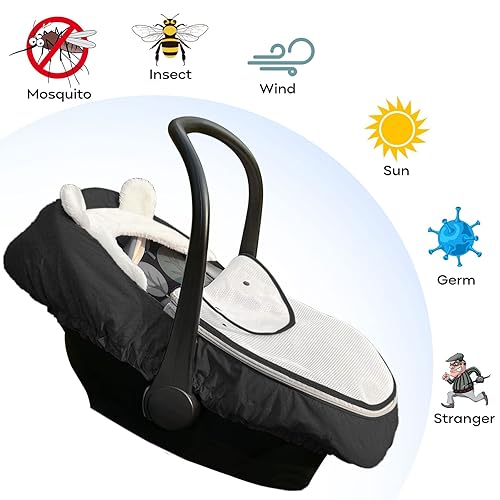 Miniatura 2 de Funda de asiento de automóvil para bebés, 2 en 1, cubierta de cochecito para clima frío, toldo para bebé recién nacido, uso al aire libre, con