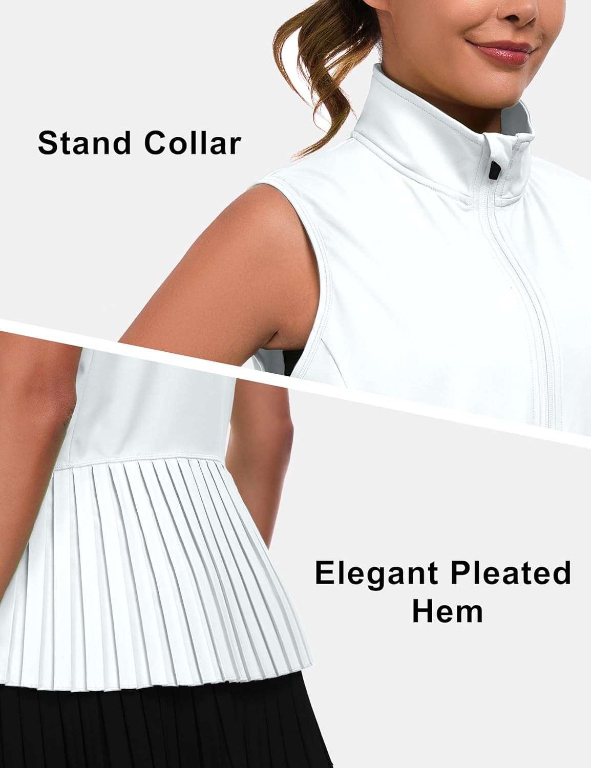 Little Donkey Andy Women's Golf Vest Outerwear with Pleated Hem Sleeveless Athletic Jacket for Running Yoga Tennis - Image 4