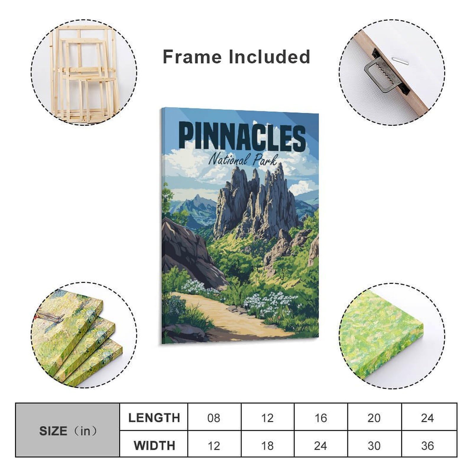 Junmoney Pinnacles National Park Wandbild, 20x30inch(50x75cm), Für Wohnung, Büro Oder Neue Räume, Leinwanddeko Als Wohnliche Idee, Für Dekorative Bilderwände
