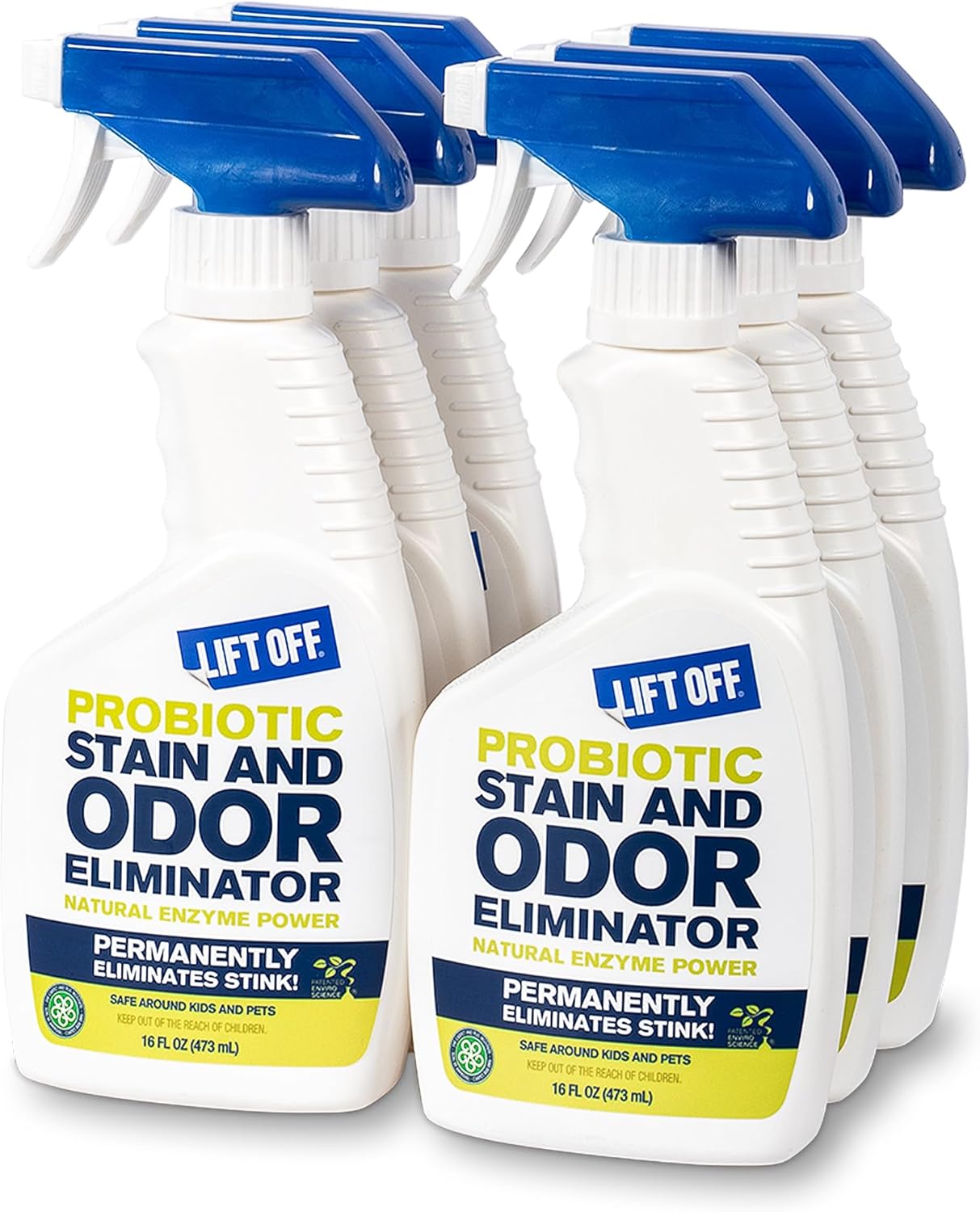 Lift Off 45006-6PK Probiotic Stain and Odor Eliminator Spray – Natural Enzyme Carpet Cleaner and Pet Odor Eliminator for Urine, Upholstery, and Floors, Safe Around Kids and Pets – 16 Fl Oz (Pack of 6)