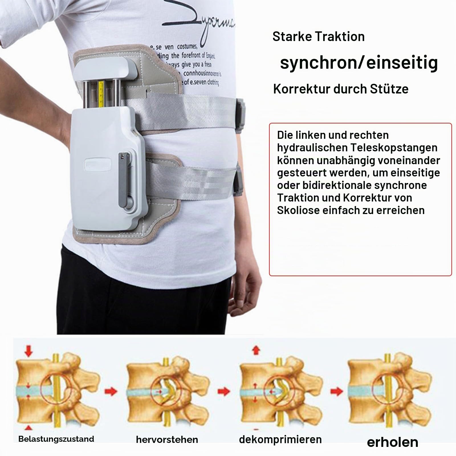 Bandscheiben-TraktionsgeräT FüR Die LendenwirbelsäUle, DekompressionsgüRtel FüR Die LendenwirbelsäUle, Bilaterale Synchronisation/Druck Sichtbar, Kann RüCkenprobleme Korrigieren Und Behandeln