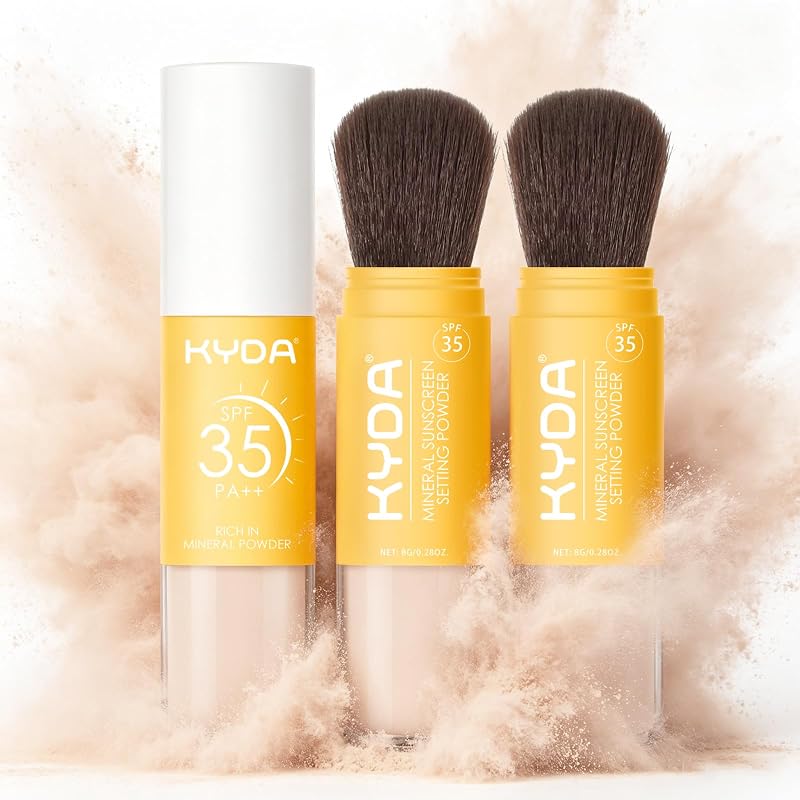 KYDA Pó mineral facial e para couro cabeludo com FPS 35, translúcido, Pacote com 2