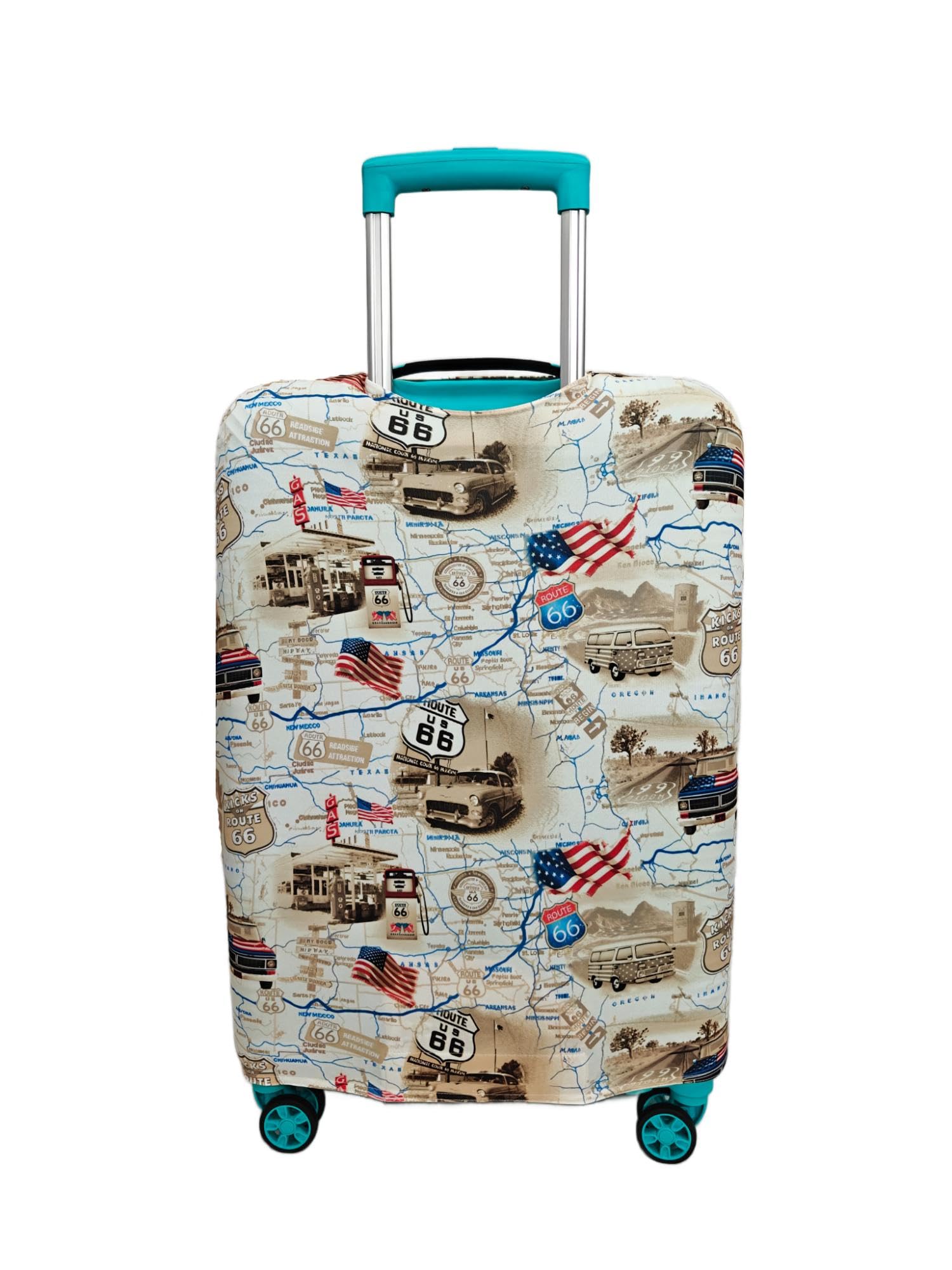 Printed Luggage Cover for Suitcase Stretchable Scratchproof Trolley Bag Protector with Velcro Lock Washable Travel Cover (Only Cover in Product)-American Maps_Off WHITE-3-Size Combo-picture-16