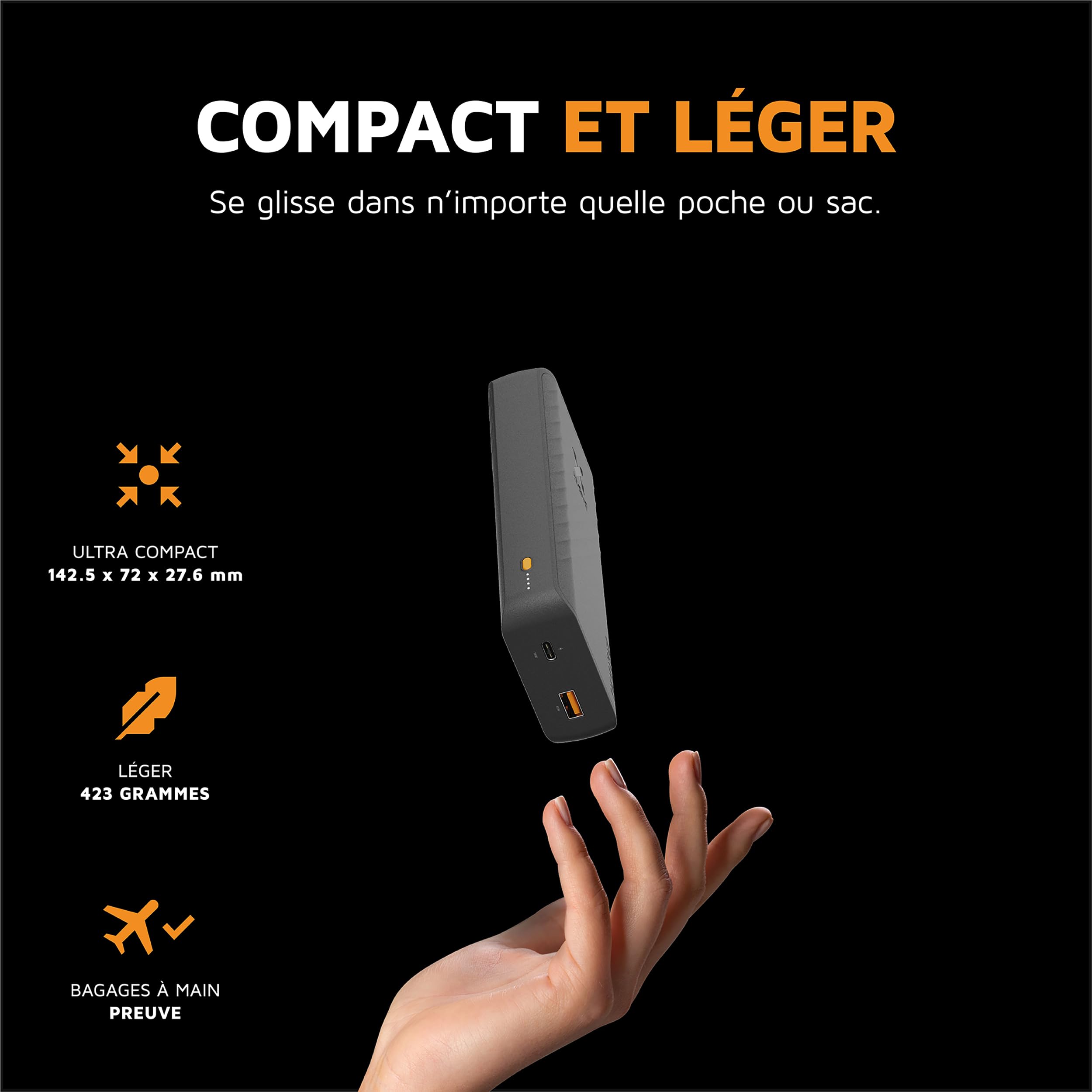 Powerbank Xtorm Go2-20 000 mAh - 1x USB-A - 1x USB-C - Batterie puissante - Batterie Portable pour iPhone et Samsung - Technologie Durable - Charcoal Black