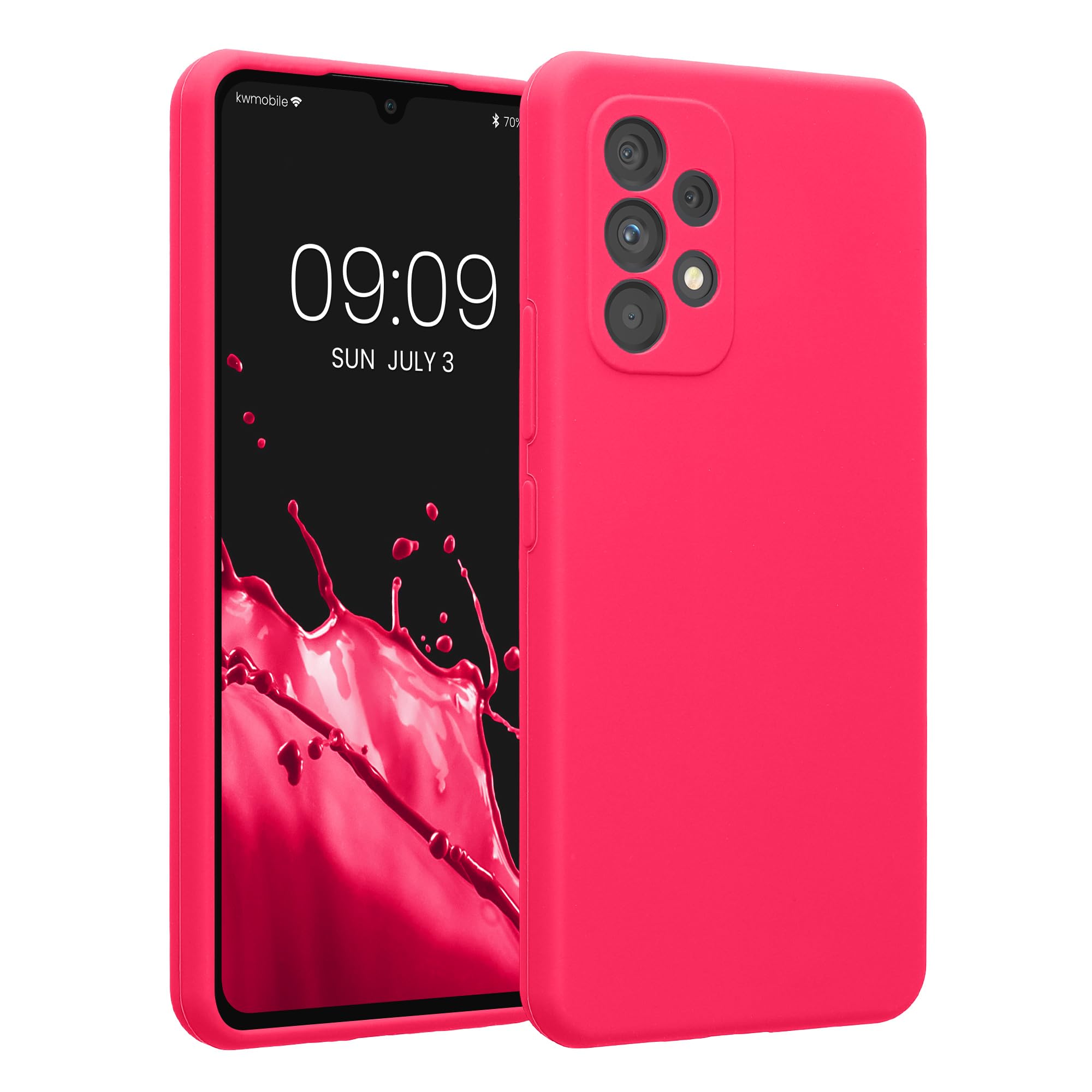 kwmobile Case Compatible with Samsung Galaxy A53 5G Case - Slim TPU Silicone Phone Cover - Soft Touch Finish - Neon Pink