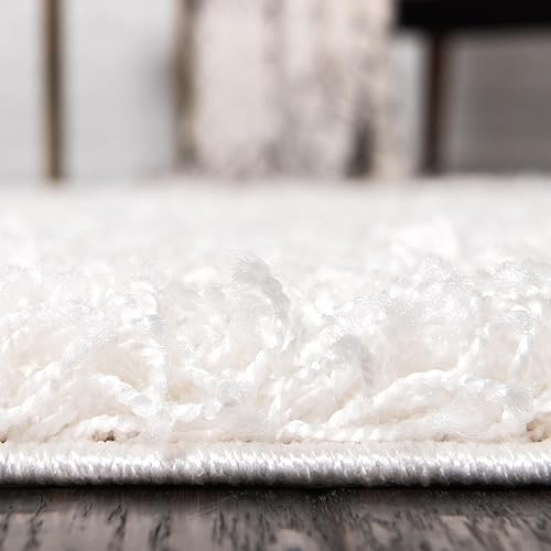 Miniatura 12 de Unique Loom Colección Solid Shag - Alfombra de área redonda (1.60 m x 1.60 m, blanco nieve)