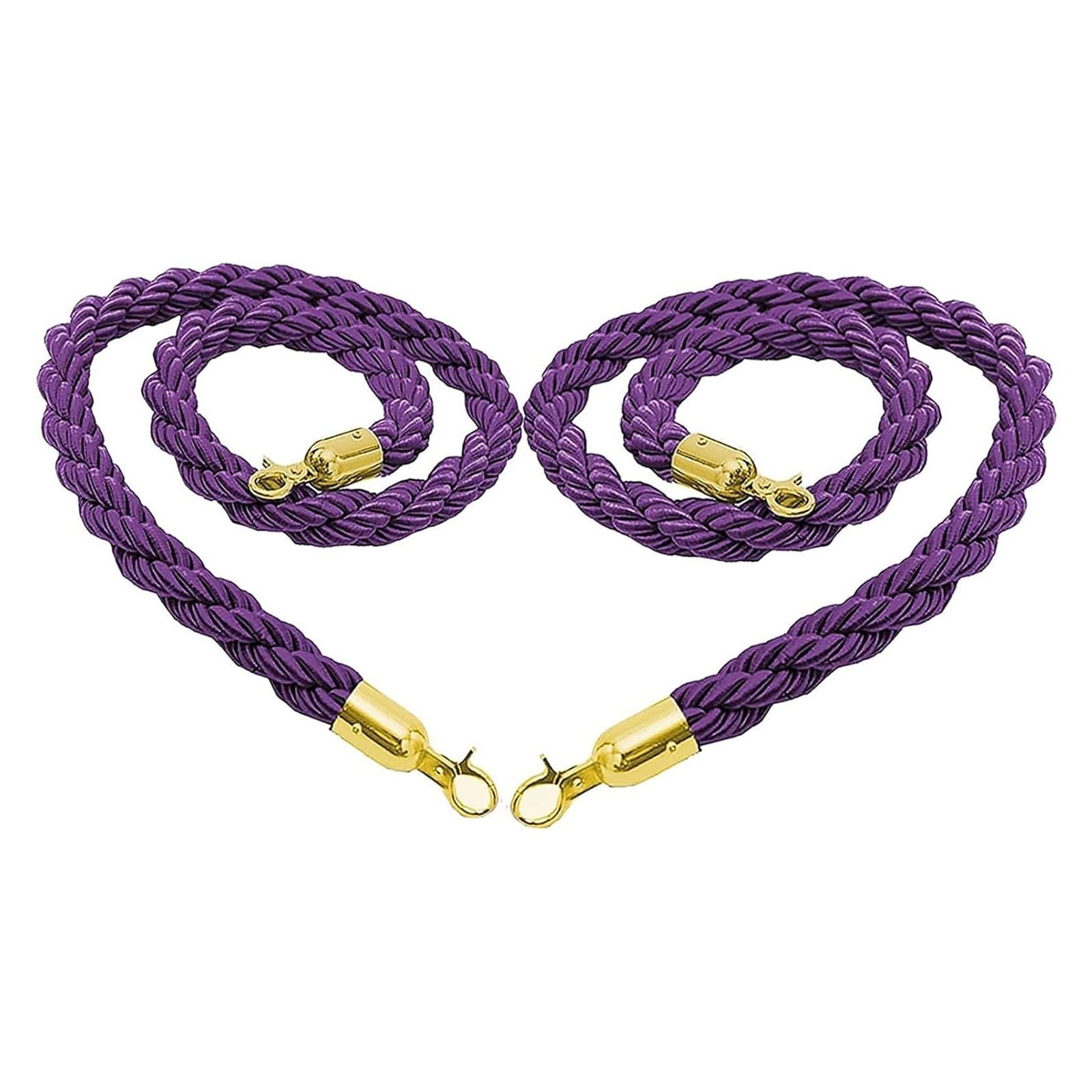 Ghkryd Purple Gold Hooks Barrier Rope, Twisted, Braided Hemp Rope Barrier ﻿(,1.2M/4Ft)