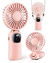 ColdSky Portable Handheld Fan, 4000mAh Battery Operated With LED Display, 3-in-1 Neck/Desk Personal Fan, 90° Foldable With Base, 5 Speed for Lash Makeup, 3 Inches gallery image