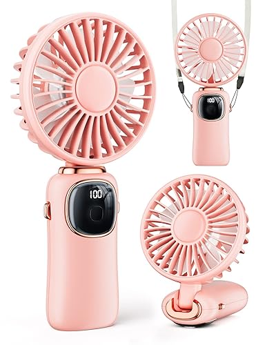 coldSky Portable Handheld Fan, 4000mAh Battery Operated with LED Display,