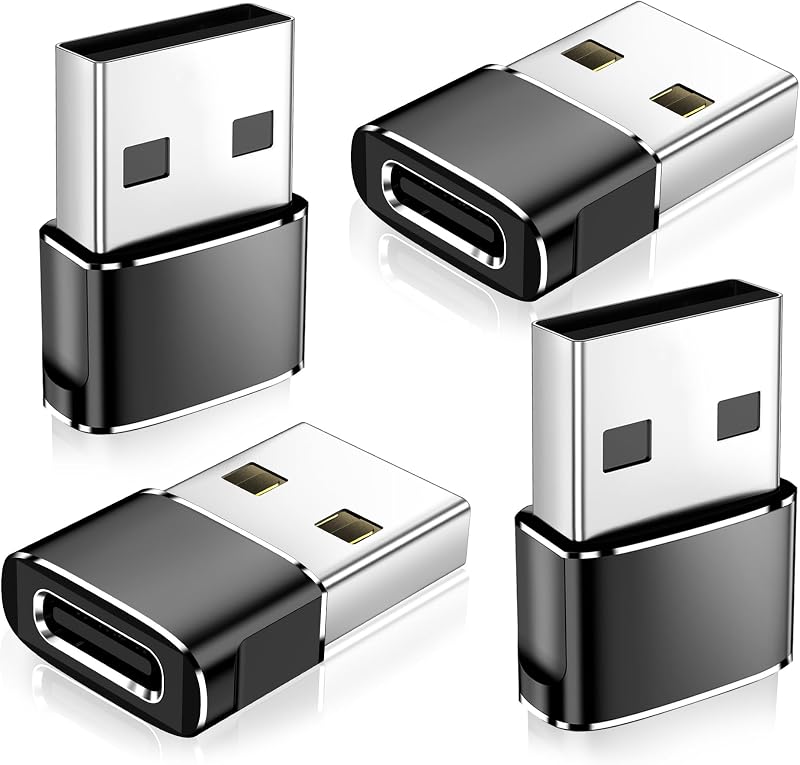 𝟒𝐏𝐚𝐜𝐤 𝐔𝐩𝐠𝐫𝐚𝐝𝐞𝐝 USB to USB C Adapter,Type-C Female to A Male Charger Converter for iPhone 17 Charger,iWatch Ultra SE 9 10 11,iPhone 17 Pro Max 16 15 14,Samsung S25,AirPods,iPad,Car,Xbox