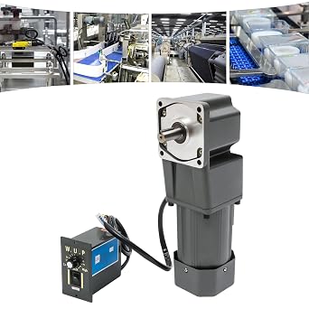 Electric Gear Motor 120W 30K Gear Reduction Motor High Torque AC Motor with Governor, 20NM 110V Variable Speed Controller Reducer, with 90 Right Angle Output Shaft and Reversing Function