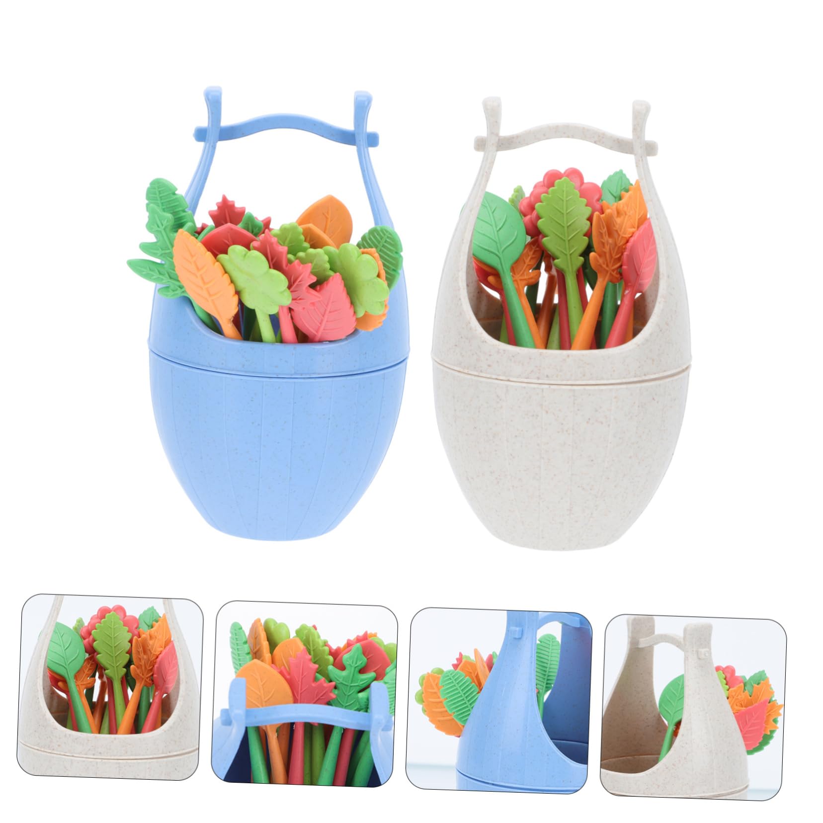 KOCKSHION Mini Fruit Forks 2 Sets of Cartoon Fruit Forks Waterproof for Tea Parties