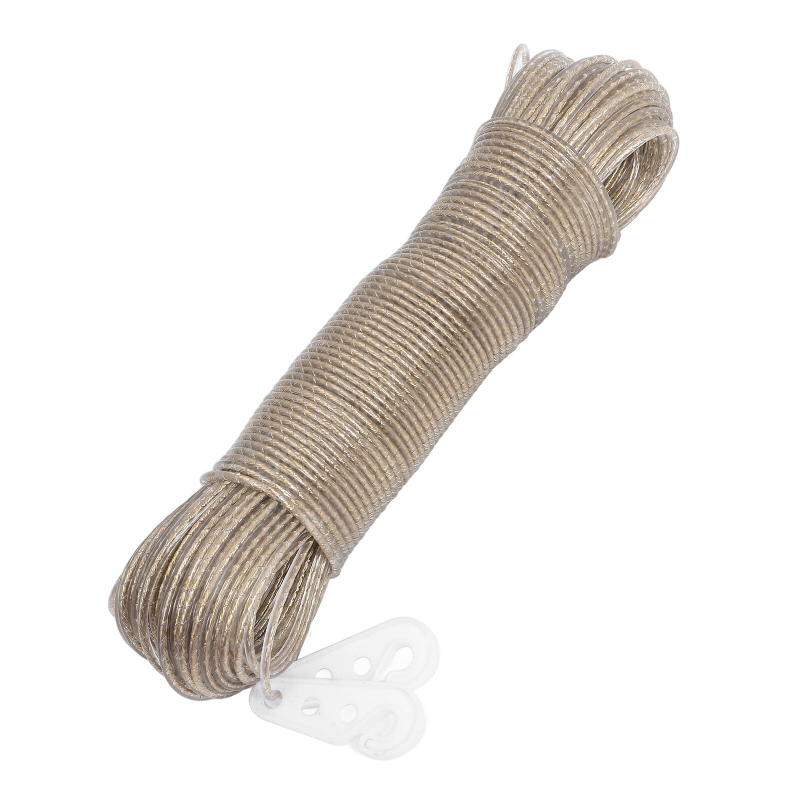 Corda Stendibiancheria Ultra Resistente Anima in Acciaio e Rivestimento in Pvc 50m per Uso Esterno e Interno per Campeggio e Giardino