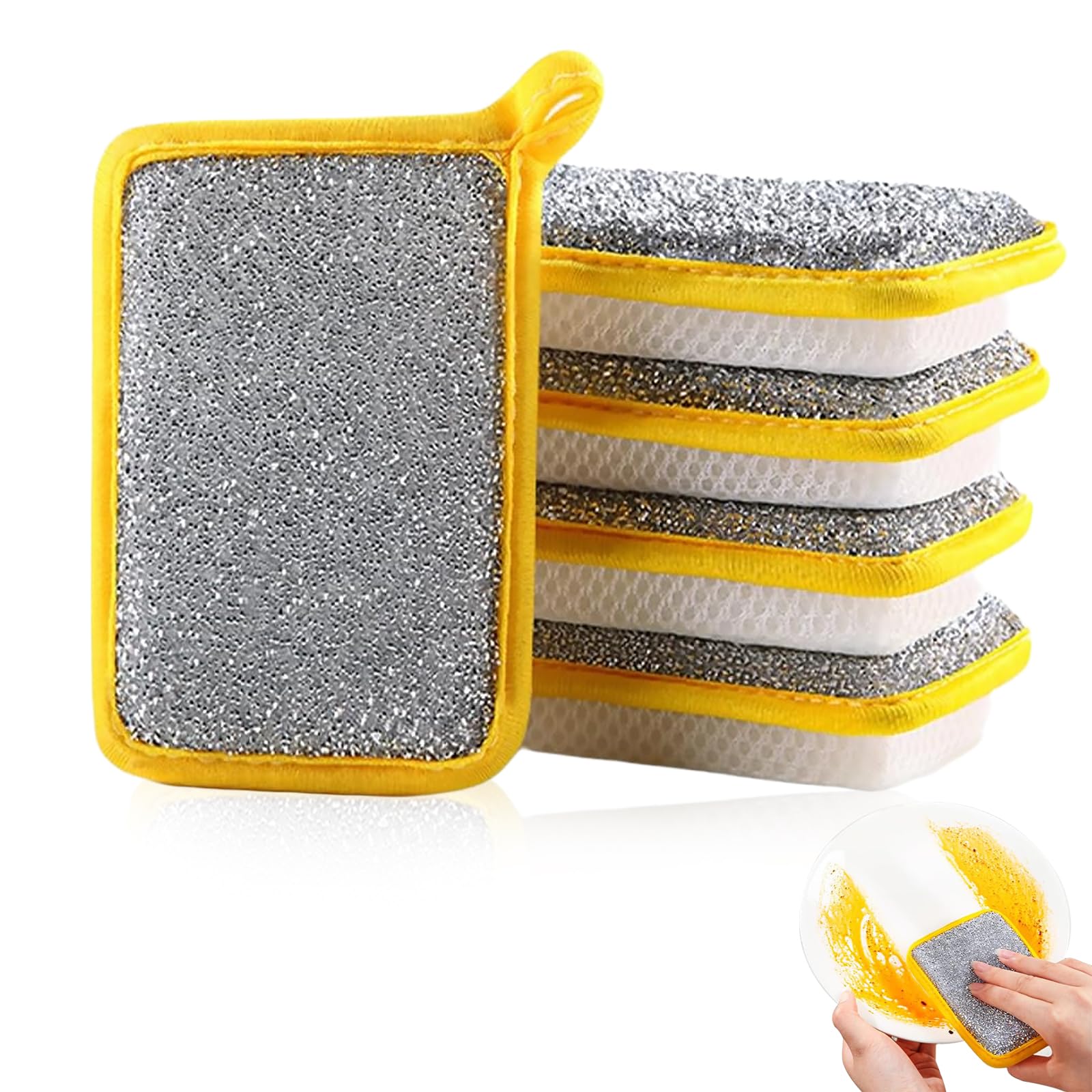 Washing Up Sponge, Double-Sided Kitchen And Bathroom Cleaning Pad, Non-Scratch Bowl Dish Dishcloth