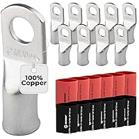 Vista 122 de SELTERM 25 piezas de lengüetas de cable de batería de cobre estañado de grado marino de 2/0 AWG de 3/8 pulgadas, terminales de anillo de calibre 00