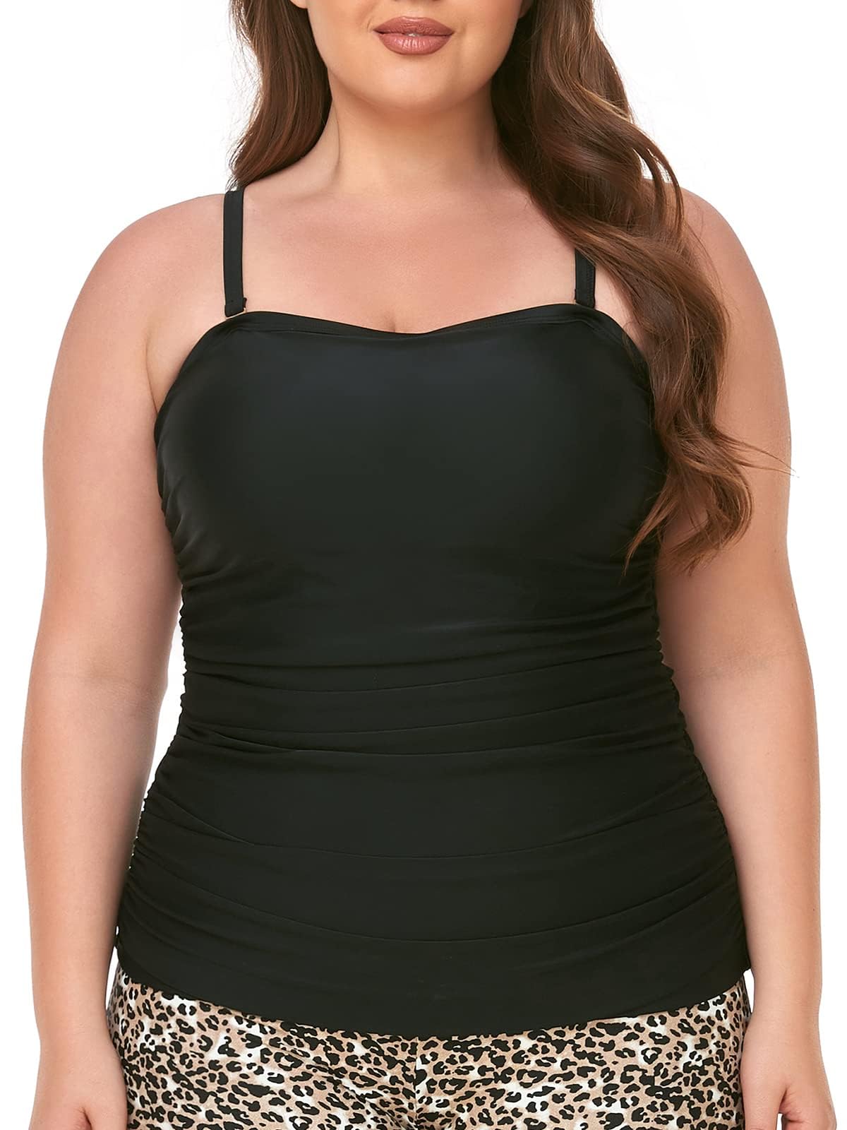Ocean Blues Damen Bandeau Tankini-Oberteil mit Bauchkontroll-Effekt | Bade-Oberteil ohne Träger