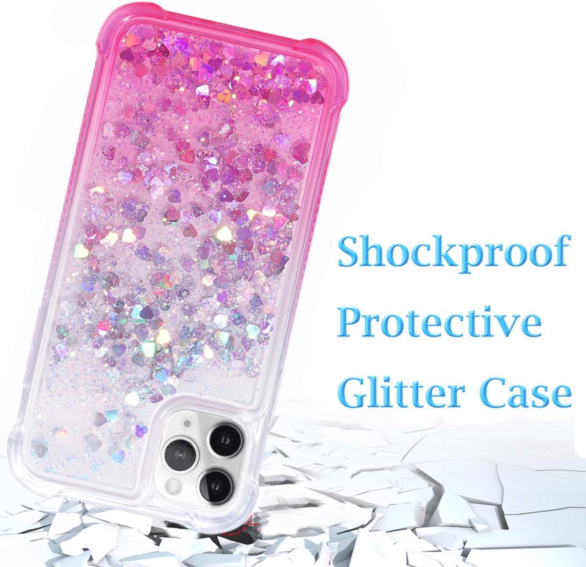Flocute iPhone 11 Pro Max Case, iPhone 11 Pro Max Glitter Case Gradient Series Bling Sparkle Floating Liquid Soft TPU Cushion Luxury Fashion Girly Women Cute Case for iPhone 11 Pro Max (Gradient Pink)