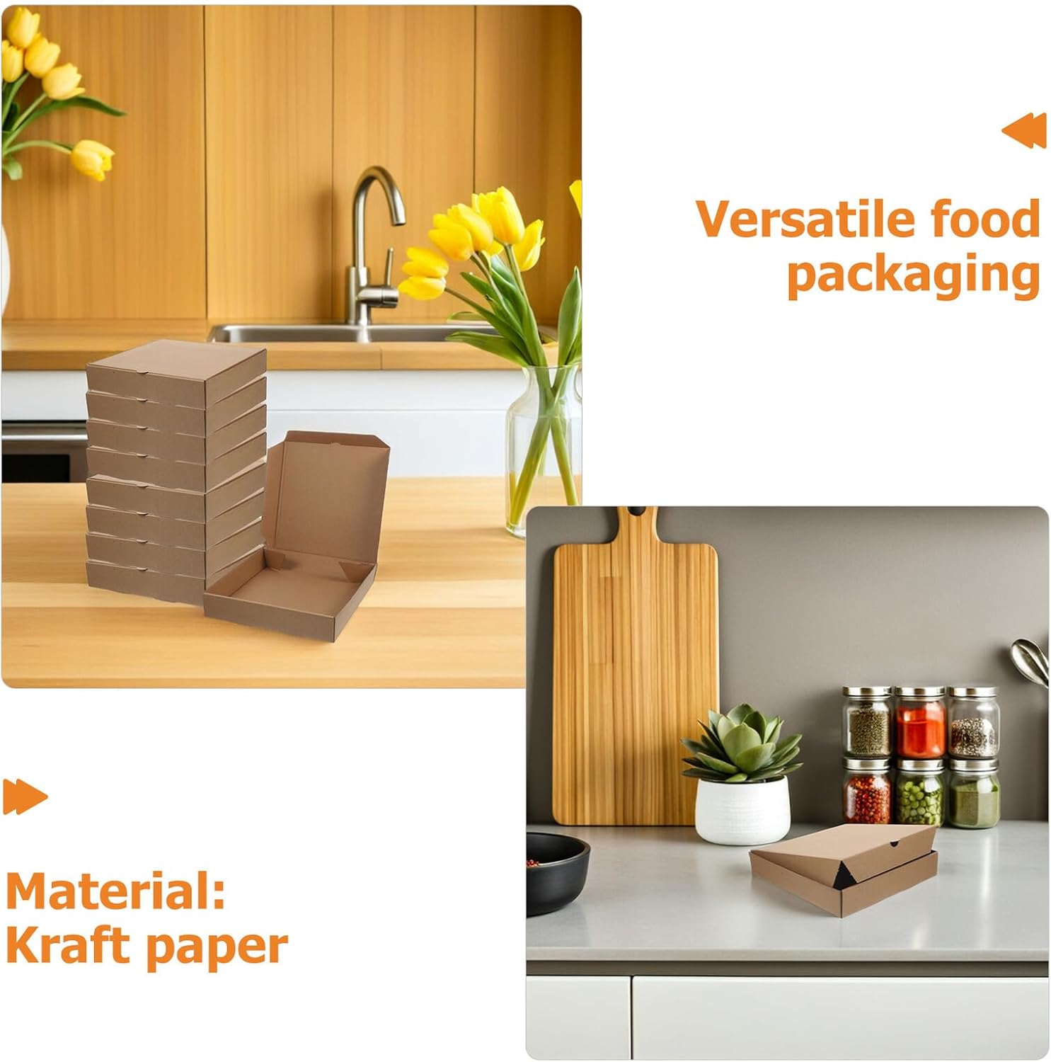 SUPVOX 30pcs 6 Inch Kraft Paper Pizza Boxes, Thick Cardboard Takeout Containers, Portable Pizza Storage Packaging for Restaurant, Bakery, and Food